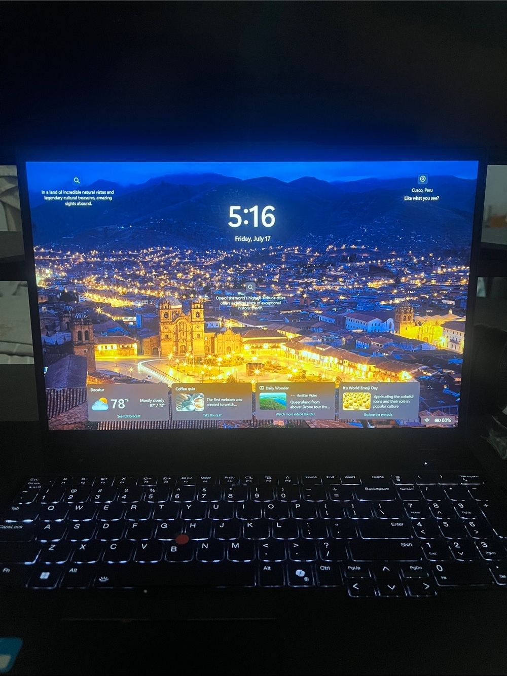 Lenovo Black Laptop with White Backlit Keyboard